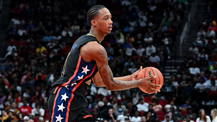 Mar 28, 2023; Houston, TX, USA; McDonald's All American West forward Ron Holland (1) in action