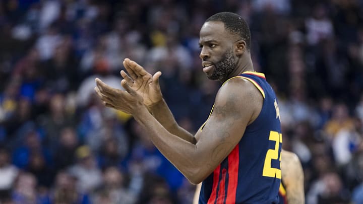Nov 27, 2024; San Francisco, California, USA; Golden State Warriors forward Draymond Green (23) reacts during the first half of the game against the Oklahoma City Thunder at Chase Center. Mandatory Credit: John Hefti-Imagn Images Nov 27, 2024; San Francisco, California, USA; Golden State Warriors forward Draymond Green (23) reacts during the first half of the game against the Oklahoma City Thunder at Chase Center. Mandatory Credit: John Hefti-Imagn Images