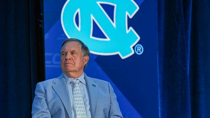 Jul 17, 2026; Charlotte, NC, USA; North Carolina head coach Bill Belichick, with the media during interviews at Hilton Charlotte Uptown. Mandatory Credit: Jim Dedmon-Imagn Images