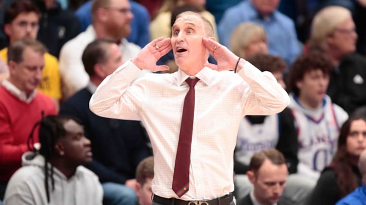 Arizona State Sun Devils head coach Bobby Hurley yells to his players in the first half of the game against the Kansas Jayhawks inside Allen Fieldhouse on Jan. 8, 2025. Arizona State Sun Devils head coach Bobby Hurley yells to his players in the first half of the game against the Kansas Jayhawks inside Allen Fieldhouse on Jan. 8, 2025.