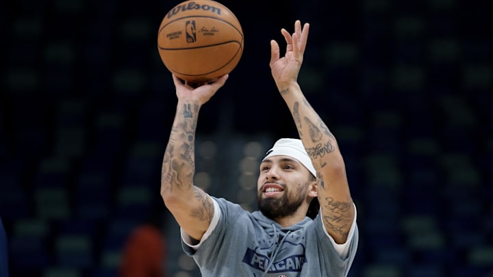 Dec 26, 2025; New Orleans, Louisiana, USA; New Orleans Pelicans guard Jose Alvarado warms up before a game against the Phoenix Suns at Smoothie King Center. Dec 26, 2025; New Orleans, Louisiana, USA; New Orleans Pelicans guard Jose Alvarado warms up before a game against the Phoenix Suns at Smoothie King Center.