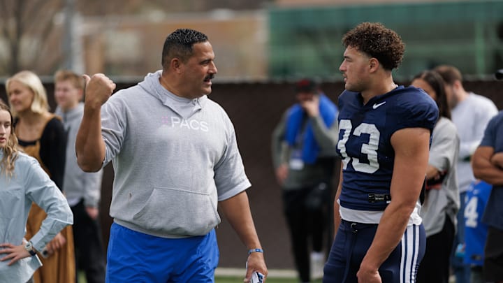 BYU linebackers coach Justin Ena