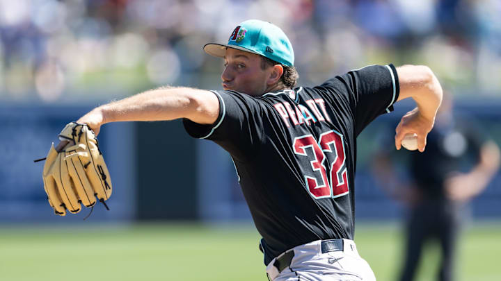 Mar 10, 2026; Phoenix, Arizona, USA; Arizona Diamondbacks pitcher Brandon Pfaadt against the Los Angeles Dodgers during a spring training game at Camelback Ranch-Glendale. Mandatory Credit: Mark J. Rebilas-Imagn Images Mar 10, 2026; Phoenix, Arizona, USA; Arizona Diamondbacks pitcher Brandon Pfaadt against the Los Angeles Dodgers during a spring training game at Camelback Ranch-Glendale. Mandatory Credit: Mark J. Rebilas-Imagn Images