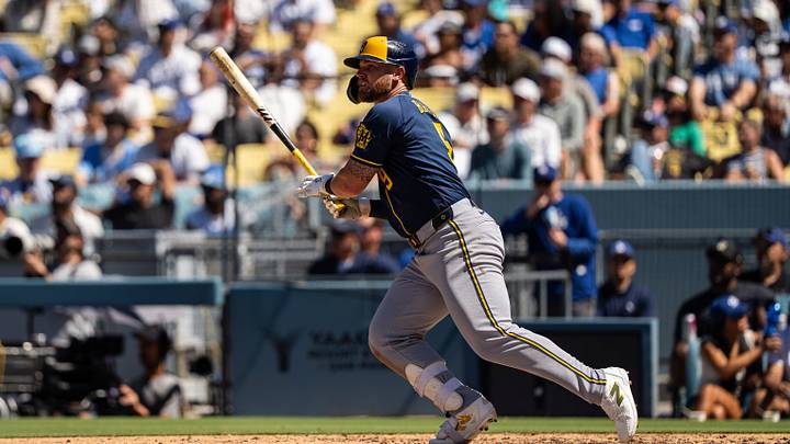 Milwaukee Brewers first baseman Jake Bauers. Milwaukee Brewers first baseman Jake Bauers.