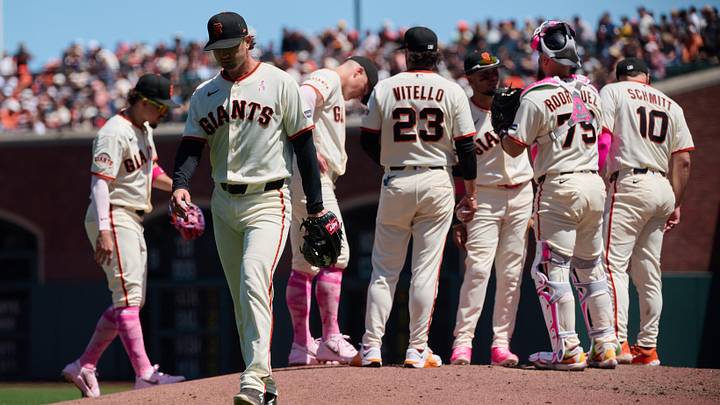 May 10, 2026; San Francisco, California, USA; San Francisco Giants starting pitcher Tyler Mahle (54) walks to the dugout during a pitching change against the Pittsburgh Pirates in the sixth inning at Oracle Park. Mandatory Credit: Robert Edwards-Imagn Images