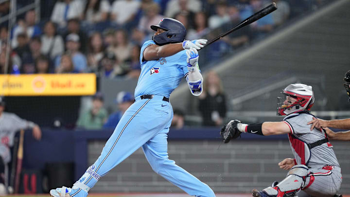 May 11, 2024; Toronto, Ontario, CAN; Toronto Blue Jays first base Vladimir Guerrero Jr. (27)