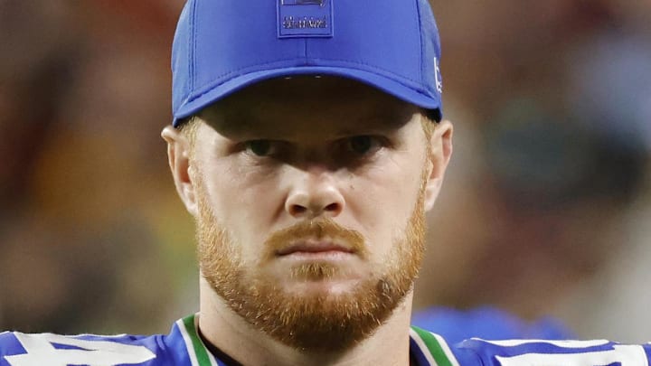 Seattle Seahawks quarterback Sam Darnold looks on Seattle Seahawks quarterback Sam Darnold looks on