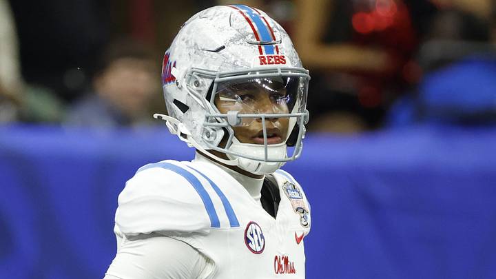 Ole Miss Rebels quarterback Trinidad Chambliss looks on from the field during the 2026 Sugar Bowl and quarterfinal game of the College Football Playoff against the Georgia Bulldogs at Caesars Superdome. Ole Miss Rebels quarterback Trinidad Chambliss looks on from the field during the 2026 Sugar Bowl and quarterfinal game of the College Football Playoff against the Georgia Bulldogs at Caesars Superdome.