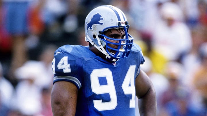 Sep 29, 1996; Tampa, FL, USA; FILE PHOTO; Detroit Lions defensive tackle Luther Elliss (94) during the game against the Tampa Bay Buccaneers at Tampa Stadium. Mandatory Credit: Imagn Images Sep 29, 1996; Tampa, FL, USA; FILE PHOTO; Detroit Lions defensive tackle Luther Elliss (94) during the game against the Tampa Bay Buccaneers at Tampa Stadium. Mandatory Credit: Imagn Images
