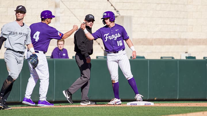 Nolan Traeger on base against Air Force on Wednesday