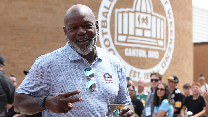 Hall of Fame member Emmitt Smith enters the ceremonies at the Pro Football Hall of Fame Hall of Fame member Emmitt Smith enters the ceremonies at the Pro Football Hall of Fame