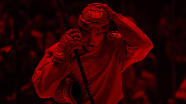 Jan 16, 2026; Detroit, Michigan, USA; Detroit Red Wings center Emmitt Finnie (58) puts his helmet on at the beginning of the first period against the San Jose Sharks at Little Caesars Arena. Mandatory Credit: Brian Bradshaw Sevald-Imagn Images Jan 16, 2026; Detroit, Michigan, USA; Detroit Red Wings center Emmitt Finnie (58) puts his helmet on at the beginning of the first period against the San Jose Sharks at Little Caesars Arena. Mandatory Credit: Brian Bradshaw Sevald-Imagn Images