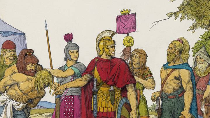 Colorful drawing of Gaius Marius in full military gear