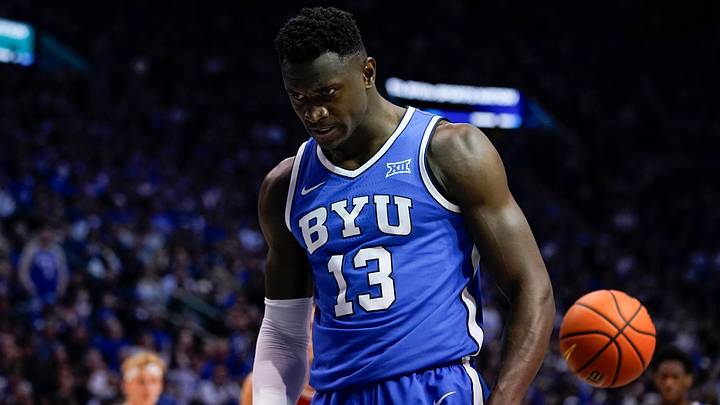 Jan 24, 2026; Provo, Utah, USA; BYU Cougars forward Keba Keita (13) reacts during the first half against the Utah Utes at Marriott Center. Mandatory Credit: Aaron Baker-Imagn Images Jan 24, 2026; Provo, Utah, USA; BYU Cougars forward Keba Keita (13) reacts during the first half against the Utah Utes at Marriott Center. Mandatory Credit: Aaron Baker-Imagn Images