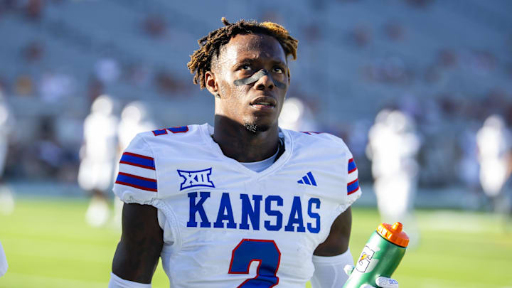 Oct 5, 2024; Tempe, Arizona, USA; Kansas Jayhawks cornerback Cobee Bryant (2) against the Arizona State Sun Devils at Mountain America Stadium. Mandatory Credit: Mark J. Rebilas-Imagn Images Oct 5, 2024; Tempe, Arizona, USA; Kansas Jayhawks cornerback Cobee Bryant (2) against the Arizona State Sun Devils at Mountain America Stadium. Mandatory Credit: Mark J. Rebilas-Imagn Images