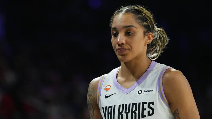 Golden State Valkyries forward Gabby Williams (1) reacts during a WNBA playoff game. Golden State Valkyries forward Gabby Williams (1) reacts during a WNBA playoff game.