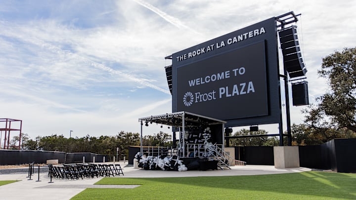 A photo of Frost Plaza, located at The Rock at La Cantera in San Antonio, Texas. 