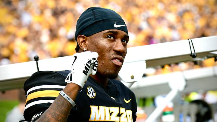 Oct 11, 2024; Missouri Tigers cornerback Nick DeLoach Jr. (24) prepares for the fourth quarter against the Alabama Crimson Tide at Faurot Field at Memorial Stadium. Oct 11, 2024; Missouri Tigers cornerback Nick DeLoach Jr. (24) prepares for the fourth quarter against the Alabama Crimson Tide at Faurot Field at Memorial Stadium.