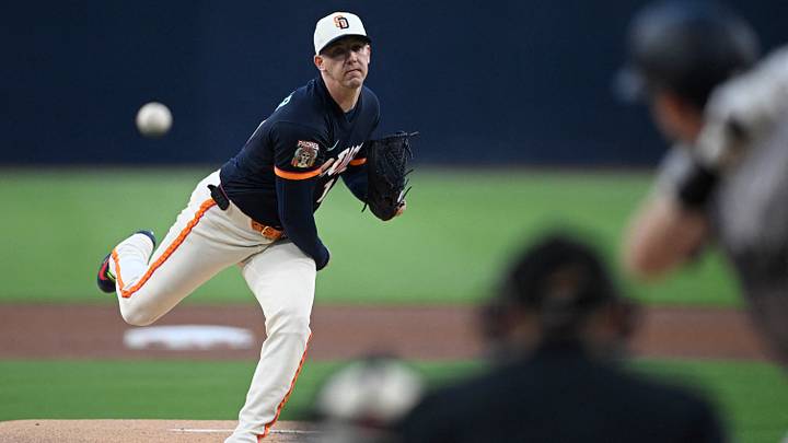 Sep 4, 2026; San Diego, California, USA;  San Diego Padres pitcher Walker Buehler (10) delivers during the first inning against the New York Yankees at Petco Park.  Mandatory Credit: Denis Poroy-Imagn Images
