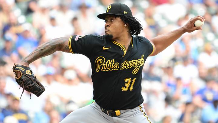 Aug 6, 2026; Milwaukee, Wisconsin, USA; Pittsburgh Pirates pitcher Gregory Soto (31) throws a pitch in the fifth inning against the Milwaukee Brewers at American Family Field. Mandatory Credit: Benny Sieu-Imagn Images