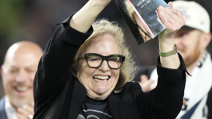 Seattle Seahawks chairman Jody Allen celebrates