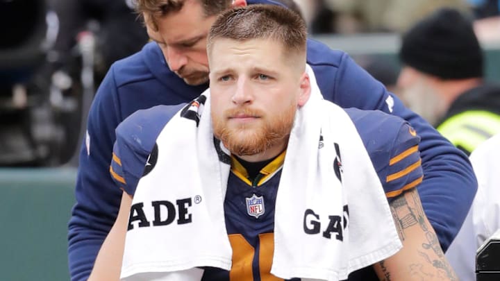 Green Bay Packers tight end Tucker Kraft (85) is carted off the field after getting injured against the Carolina Panthers during their football game Sunday, November 2, 2025, at Lambeau Field in Green Bay, Wisconsin. Carolina won 16-13. Green Bay Packers tight end Tucker Kraft (85) is carted off the field after getting injured against the Carolina Panthers during their football game Sunday, November 2, 2025, at Lambeau Field in Green Bay, Wisconsin. Carolina won 16-13.