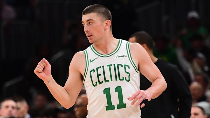 Mar 27, 2026; Boston, Massachusetts, USA; Boston Celtics guard Payton Pritchard (11) reacts after a three point basket during the first half against the Atlanta Hawks at TD Garden. Mandatory Credit: Bob DeChiara-Imagn Images Mar 27, 2026; Boston, Massachusetts, USA; Boston Celtics guard Payton Pritchard (11) reacts after a three point basket during the first half against the Atlanta Hawks at TD Garden. Mandatory Credit: Bob DeChiara-Imagn Images