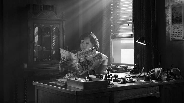 “Janet” (Karen Rodriguez) in a scene from Prime Video’s Spider-Noir (Courtesy of Aaron Epstein)