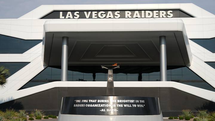 Jul 31, 2023; Henderson, NV, USA; The Al Davis memorial torch at the Las Vegas Raiders headquarters and training facility at the Intermountain Health Performance Center. Mandatory Credit: Kirby Lee-USA TODAY Sports Jul 31, 2023; Henderson, NV, USA; The Al Davis memorial torch at the Las Vegas Raiders headquarters and training facility at the Intermountain Health Performance Center. Mandatory Credit: Kirby Lee-USA TODAY Sports