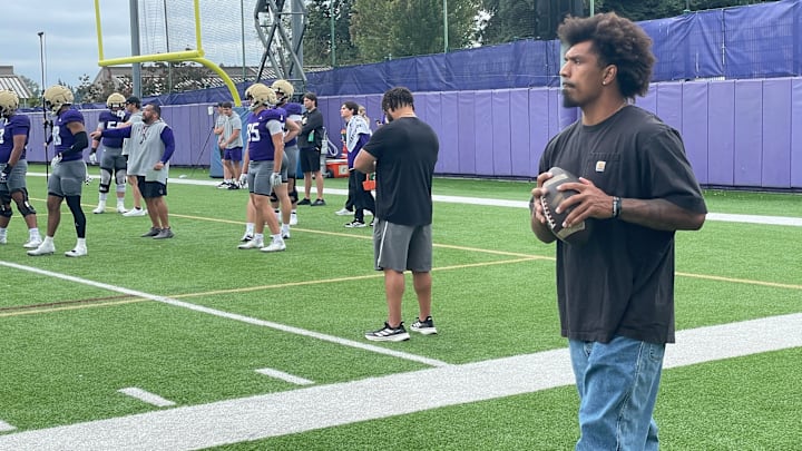 Hunter Bryant, former UW and NFL tight end, is now the team chaplin.