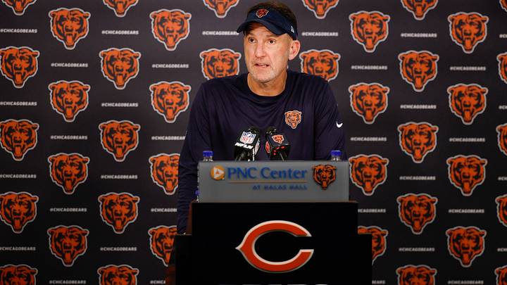 Chicago Bears defensive coordinator Dennis Allen speaks during training camp at Halas Hall. Mandatory Credit: Kamil Krzaczynski-Imagn Images Chicago Bears defensive coordinator Dennis Allen speaks during training camp at Halas Hall. Mandatory Credit: Kamil Krzaczynski-Imagn Images