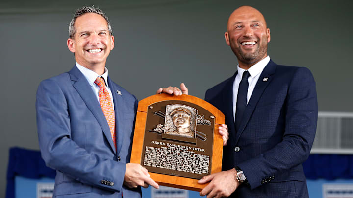 Derek Jeter en su ceremonia de introducción al Salón de la Fama de la MLB 