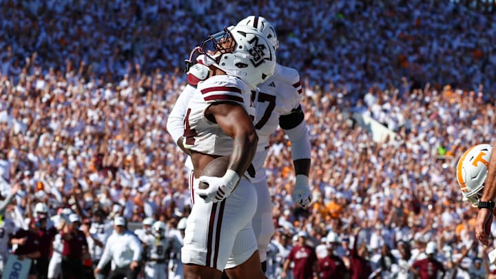 Mississippi State Bulldogs running back Fluff Bothwell celebrates after a touchdown against the Tennessee Volunteers Mississippi State Bulldogs running back Fluff Bothwell celebrates after a touchdown against the Tennessee Volunteers