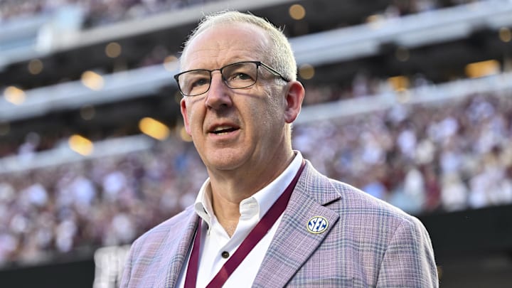 SEC Commissioner Greg Sankey walks on the field prior to the game between the Texas A&M Aggies and the Florida Gators at Kyle Field. 