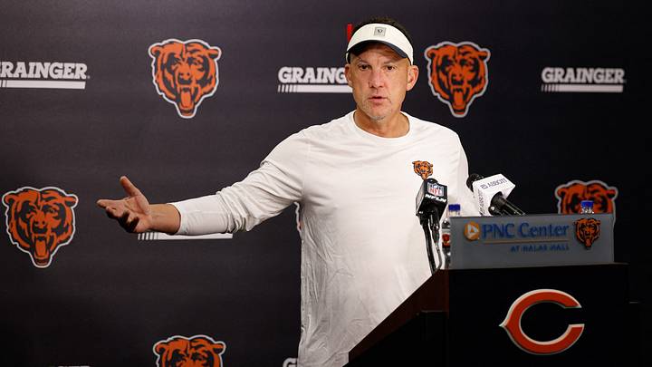 Chicago Bears defensive coordinator Dennis Allen speaks at Training Camp. Mandatory Credit: Kamil Krzaczynski-Imagn Images Chicago Bears defensive coordinator Dennis Allen speaks at Training Camp. Mandatory Credit: Kamil Krzaczynski-Imagn Images