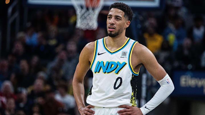 Indiana Pacers guard Tyrese Haliburton in the second half against the Cleveland Cavaliers at Gainbridge Fieldhouse. 