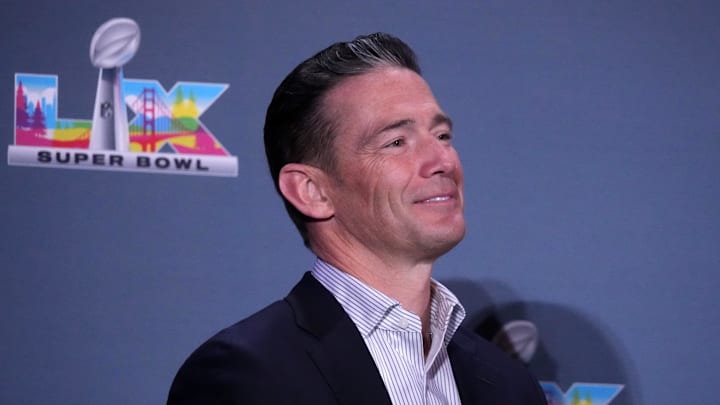 Feb 9, 2026; San Francisco, CA, USA; San Francisco 49ers chief executive officer Al Guido at the Super Bowl LX host committee handoff press conference at Moscone Center. Mandatory Credit: Kirby Lee-Imagn Images