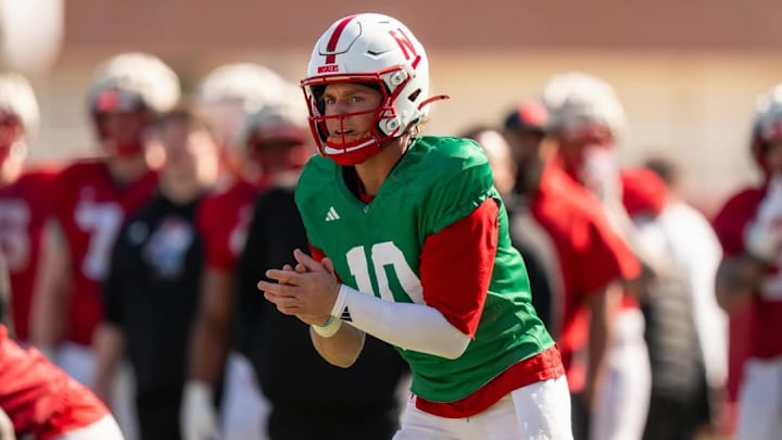Anthony Colandrea during a Nebraska spring football practice ahead of the 2026 season. 