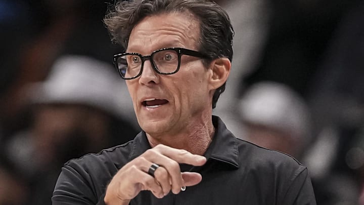 Atlanta Hawks head coach Quin Snyder reacts against the Phoenix Suns.