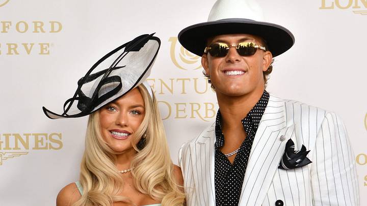 Marissa Ayers and New York Giants quarterback Jaxson Dart on the Kentucky Derby.