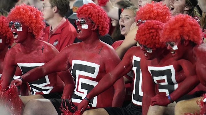 Sep 27, 2025; Athens, Georgia, USA; Fans cheer before the game between the Alabama Crimson Tide and the Georgia Bulldogs at Sanford Stadium. Mandatory Credit: Dale Zanine-Imagn Images