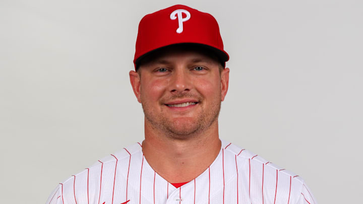 Feb 23, 2023; Clearwater, FL, USA; Philadelphia Phillies catcher John Hicks (29) during photo day at