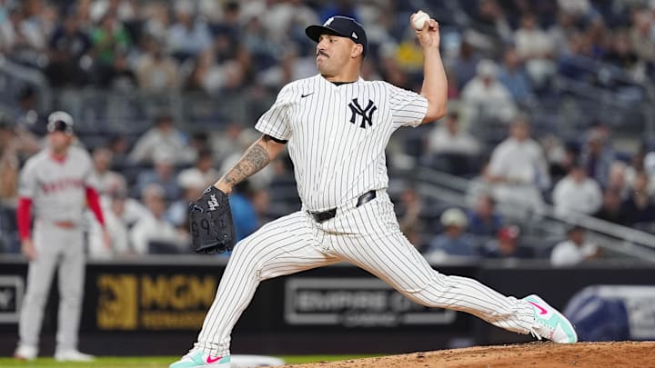 Sep 12, 2024; Bronx, New York, USA; New York Yankees pitcher Nestor Cortes (65) delivers a pitch against the Boston Red Sox during the second inning at Yankee Stadium. Mandatory Credit: Gregory Fisher-Imagn Images Sep 12, 2024; Bronx, New York, USA; New York Yankees pitcher Nestor Cortes (65) delivers a pitch against the Boston Red Sox during the second inning at Yankee Stadium. Mandatory Credit: Gregory Fisher-Imagn Images