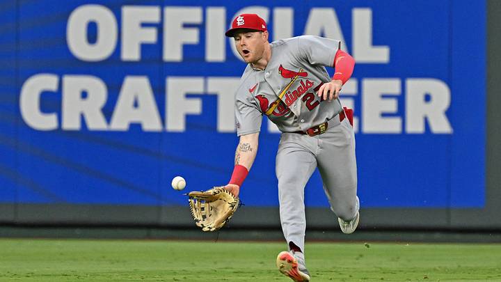 Jun 19, 2026; Kansas City, Missouri, USA; St. Louis Cardinals center fielder Nathan Church (27) runs for the ball in the fourth inning against the Kansas City Royals at Kauffman Stadium. Mandatory Credit: Peter Aiken-Imagn Images Jun 19, 2026; Kansas City, Missouri, USA; St. Louis Cardinals center fielder Nathan Church (27) runs for the ball in the fourth inning against the Kansas City Royals at Kauffman Stadium. Mandatory Credit: Peter Aiken-Imagn Images