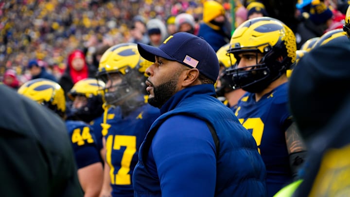 Michigan Wolverines head coach Sherrone Moore prepares to take the field before the the NCAA football game against the Ohio State Buckeyes at Michigan Stadium on Saturday, Nov. 29, 2025 in Ann Arbor, Michigan. Michigan Wolverines head coach Sherrone Moore prepares to take the field before the the NCAA football game against the Ohio State Buckeyes at Michigan Stadium on Saturday, Nov. 29, 2025 in Ann Arbor, Michigan.