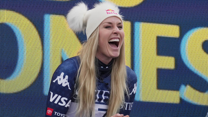 Lindsey Vonn of the United States reacts after the Super G alpine skiing race in the 2025 FIS Ski World Cup at Sun Valley. Lindsey Vonn of the United States reacts after the Super G alpine skiing race in the 2025 FIS Ski World Cup at Sun Valley.