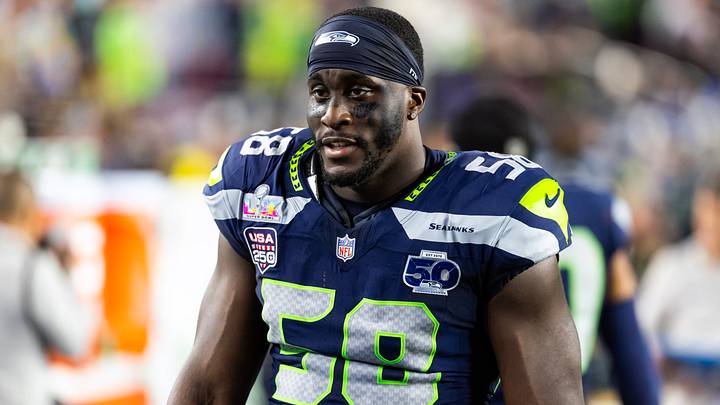 Seattle Seahawks linebacker Derick Hall (58) against the New England Patriots during Super Bowl LX.