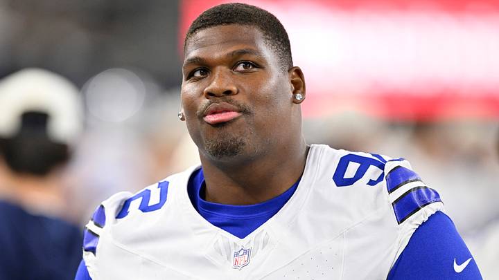 Dallas Cowboys defensive tackle Quinnen Williams looks on in the first quarter against the New Orleans Saints. Dallas Cowboys defensive tackle Quinnen Williams looks on in the first quarter against the New Orleans Saints.