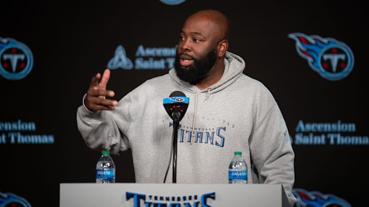 Tennessee Titans General Manager Ran Carthon fields questions at a press conference at Ascension Saint Thomas Sports Park Tuesday morning, April 2, 2024. Tennessee Titans General Manager Ran Carthon fields questions at a press conference at Ascension Saint Thomas Sports Park Tuesday morning, April 2, 2024.