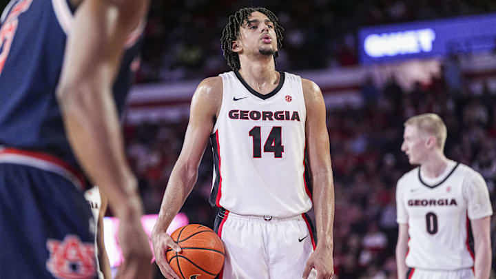 Jan 18, 2025; Athens, Georgia, USA; Georgia Bulldogs forward Asa Newell (14) prepares to shoot from the free throw line against the Auburn Tigers at Stegeman Coliseum. Mandatory Credit: Dale Zanine-Imagn Images Jan 18, 2025; Athens, Georgia, USA; Georgia Bulldogs forward Asa Newell (14) prepares to shoot from the free throw line against the Auburn Tigers at Stegeman Coliseum. Mandatory Credit: Dale Zanine-Imagn Images